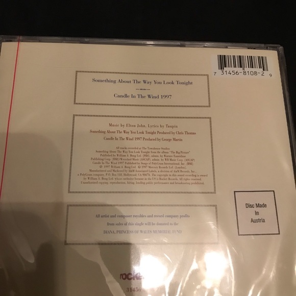 Diana A Rose Everlasting Plate, New Elton John CD “Candle In The Wind” - Picture 3 of 3